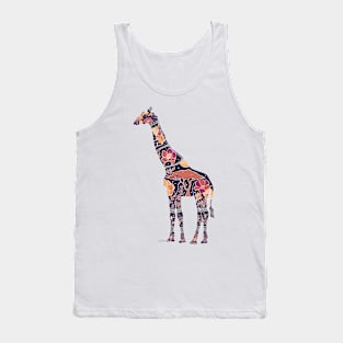 Floral Giraffe Silhouette - Purple Haze on Mint Tank Top